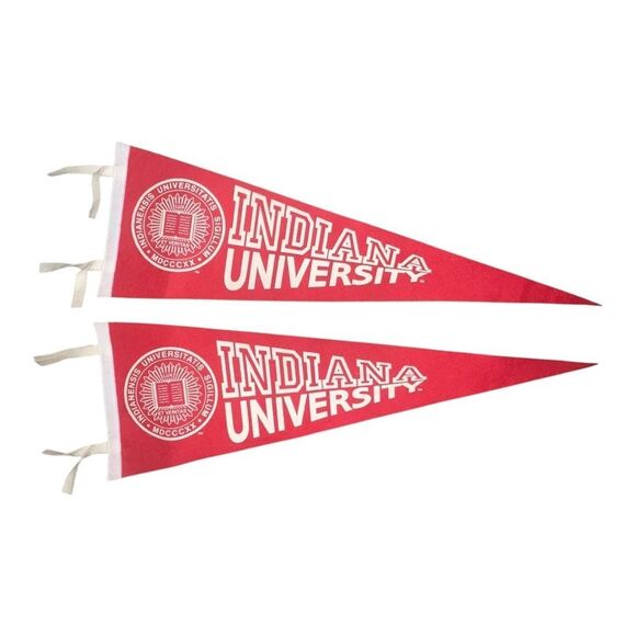 Indiana University IU Hoosiers Lot of Two Vintage Red Pennants EUC - Picture 1 of 2